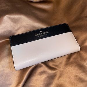 NWOT kate spade wallet slim bifold beige black staci